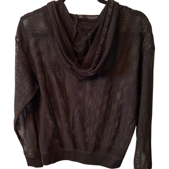 SAVVI Black Mesh Athleisure Hoodie Sweatshirt Womens Size M Lightweight - Picture 6 of 8